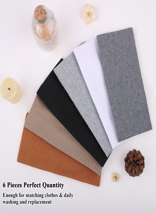 XTREND 6 Packs Knitted Wide Headbands for Women Non Slip Ribbed Headband Boho Thick Hairbands Workout Outdoor Yoga Dating Hair Accessories (Black, Dark Gray, Light Gray, White, Khaki, Caramel) - Image 5